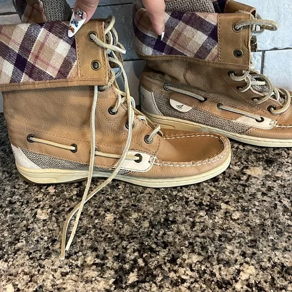 Sperry Women's Tan Plaid Ankle Boots - Picture 5 of 8